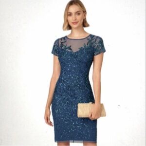 Adrianna Papell Teal Embellished Dress